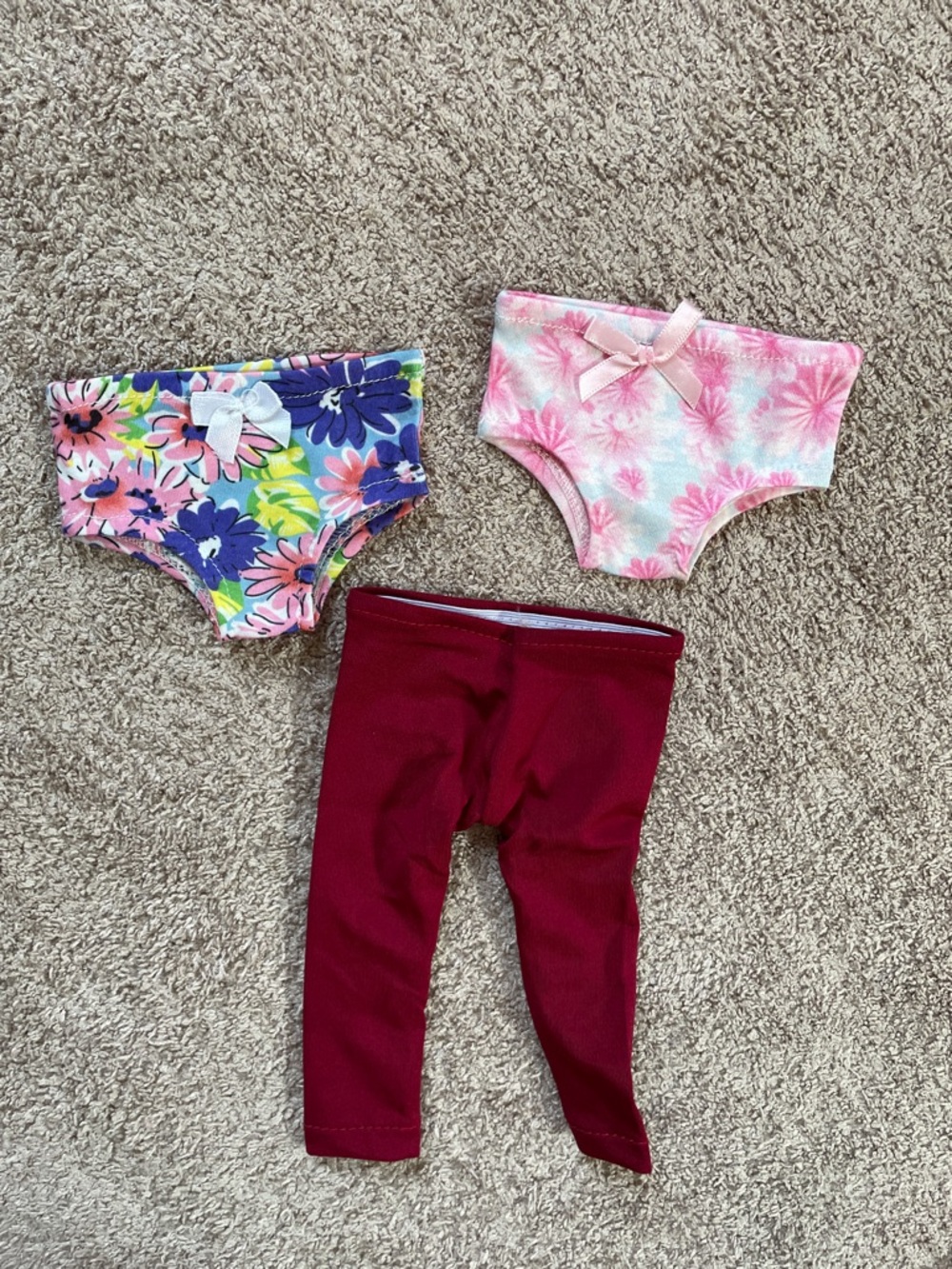 American girl 18” doll size undies & Burgundy Leggings Set